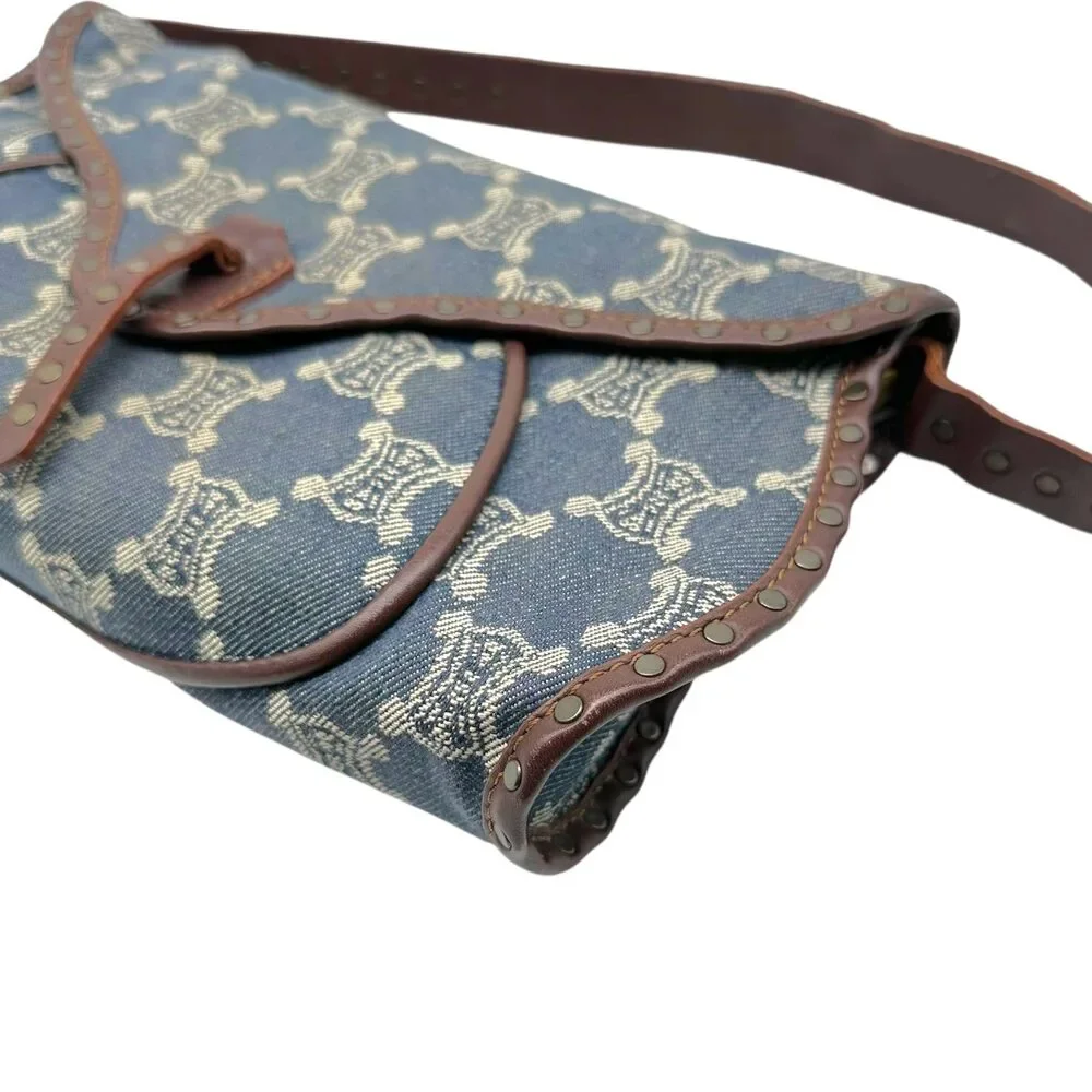 Celine Denim Triomphe Monogram Poulbot Bag - Picture 5 of 12